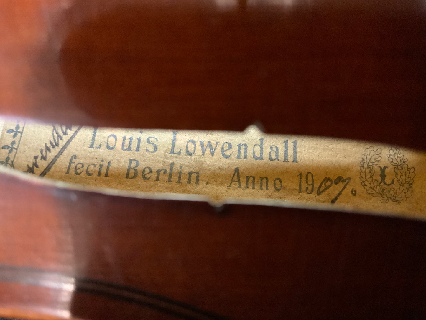 Louis Lowendall Imperial 4/4 Violin - Berlin 1907