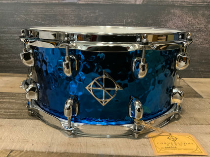 Dixon Cornerstone SCST654BTS 6.5” x 14” Hammered Steel Snare Drum - Blue Titanium