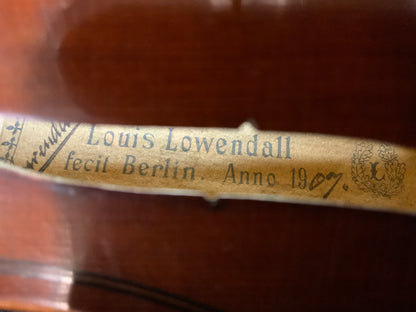 Louis Lowendall Imperial 4/4 Violin - Berlin 1907
