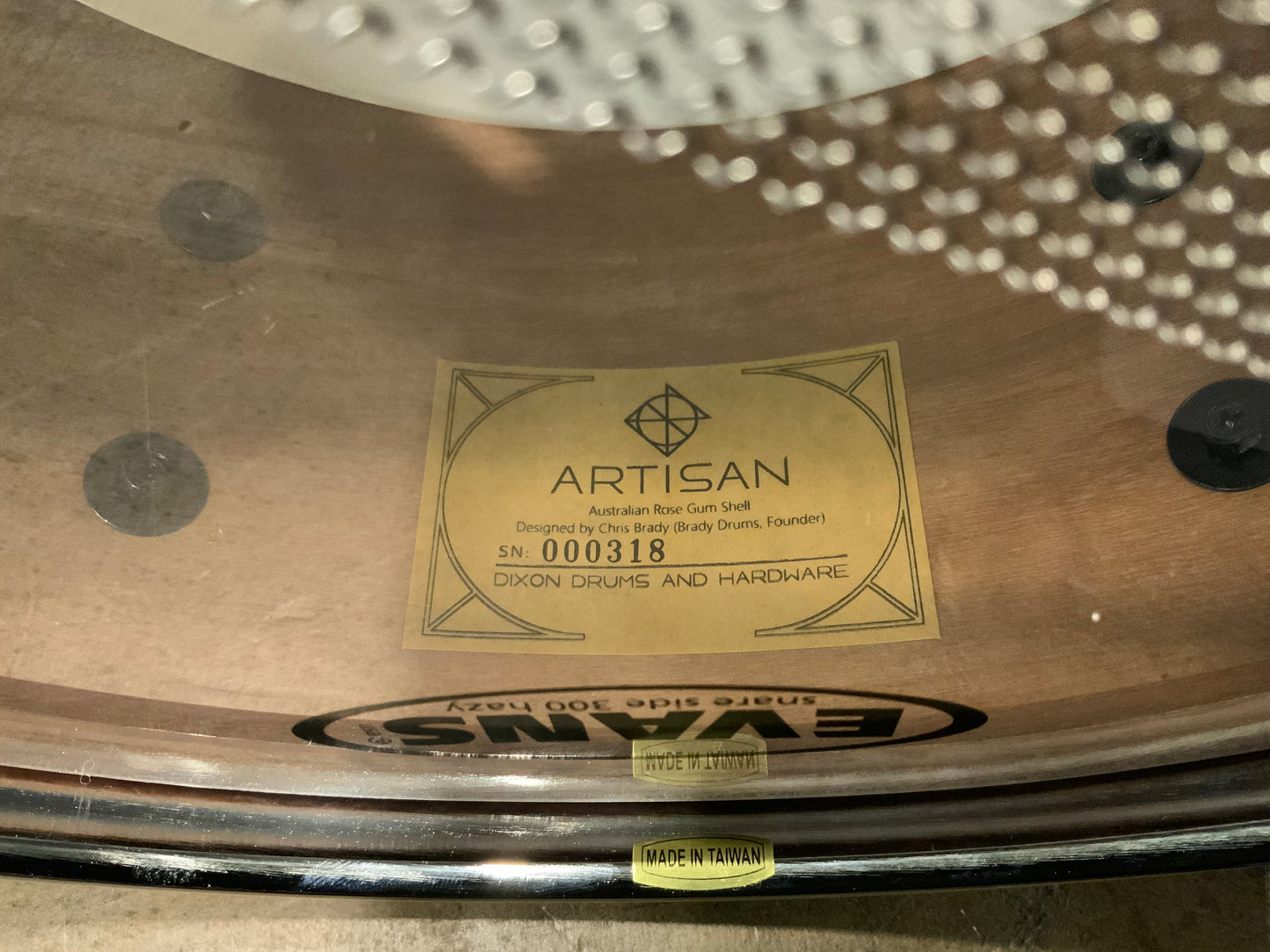 Dixon Artisan SAN512CBRG 5” x 12” Australian Rose Gum Snare Drum