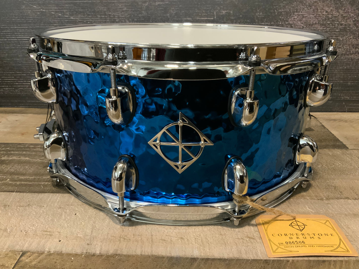 Dixon Cornerstone SCST654BTS 6.5” x 14” Hammered Steel Snare Drum - Blue Titanium