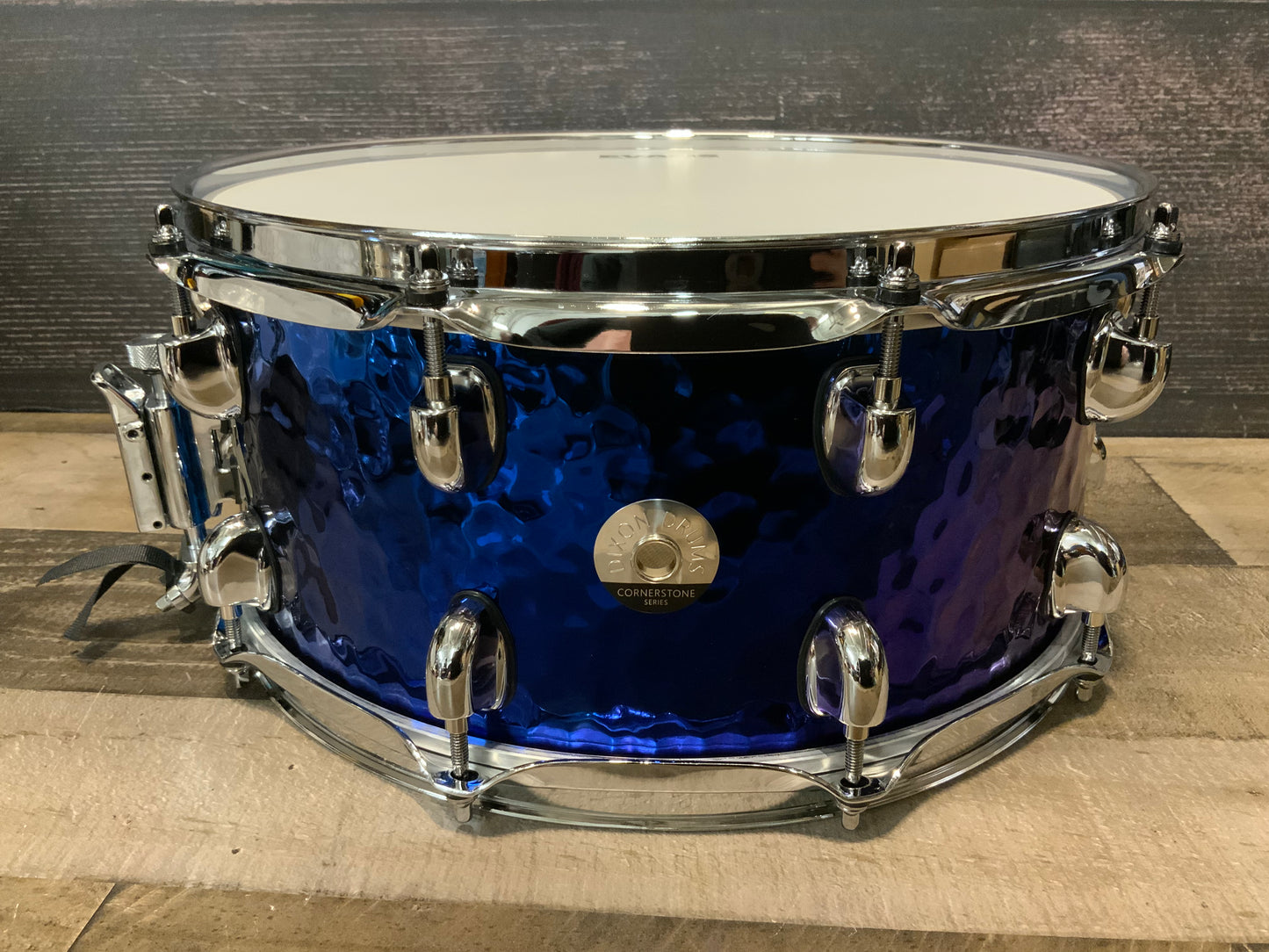 Dixon Cornerstone SCST654BTS 6.5” x 14” Hammered Steel Snare Drum - Blue Titanium