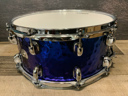Dixon Cornerstone SCST654BTS 6.5” x 14” Hammered Steel Snare Drum - Blue Titanium
