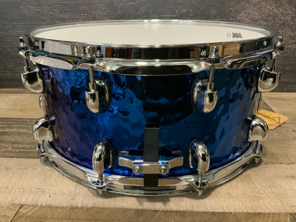 Dixon Cornerstone SCST654BTS 6.5” x 14” Hammered Steel Snare Drum - Blue Titanium