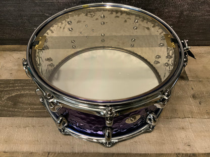 Dixon Cornerstone SCST654BTS 6.5” x 14” Hammered Steel Snare Drum - Blue Titanium